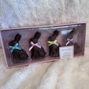 Cupcakes and Cashmere Easter Faux Chocolate Bunny Set Of 4 Decor NEW